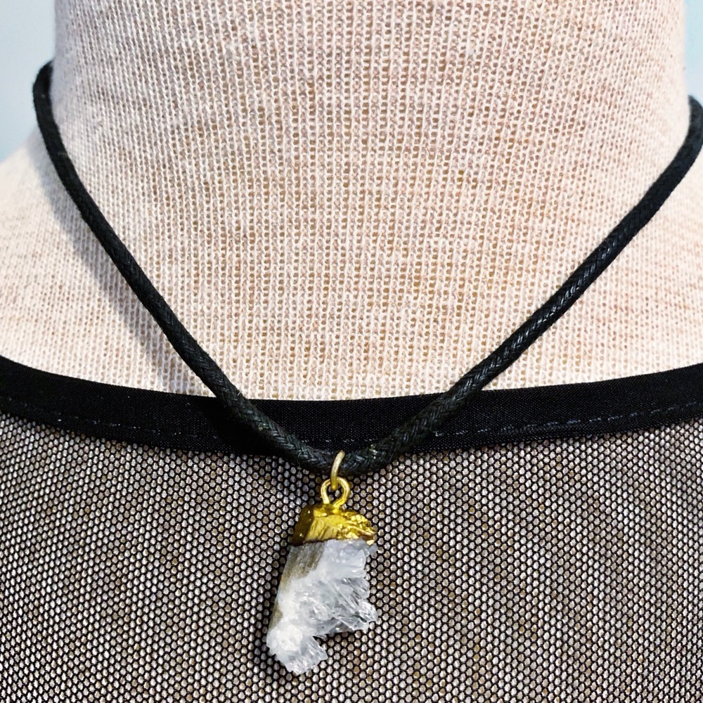 African Handmade crystal quartz Gem necklace